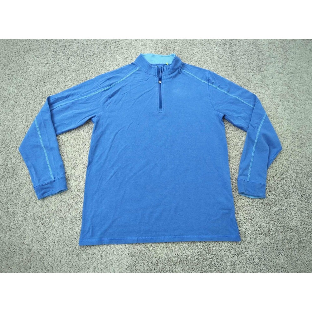 Tasc Shirt Mens L Blue 1/4 Zip Pullover Long‎ Sleeve Contrast Stitch Performance